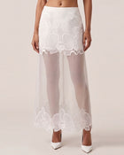 Orchid Embroidered Sheer Overlay Skirt - White