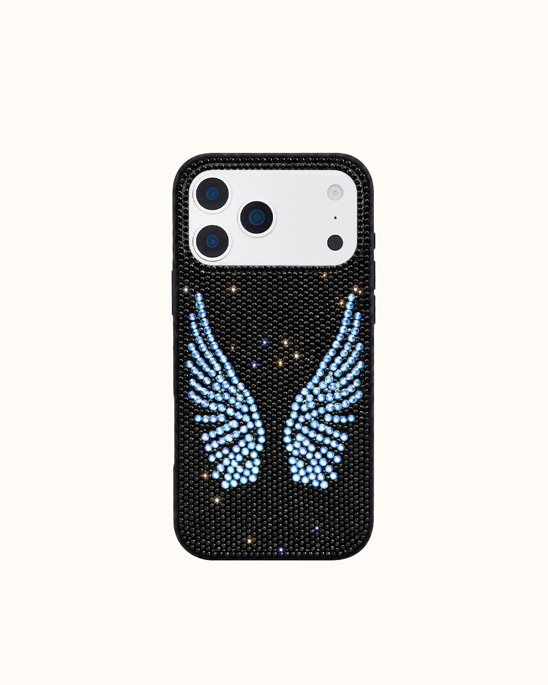 Artificial Crystal Angel Wings Phone Case - Black & Blue