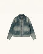 Pearl Embellished Denim Jacket - Blue
