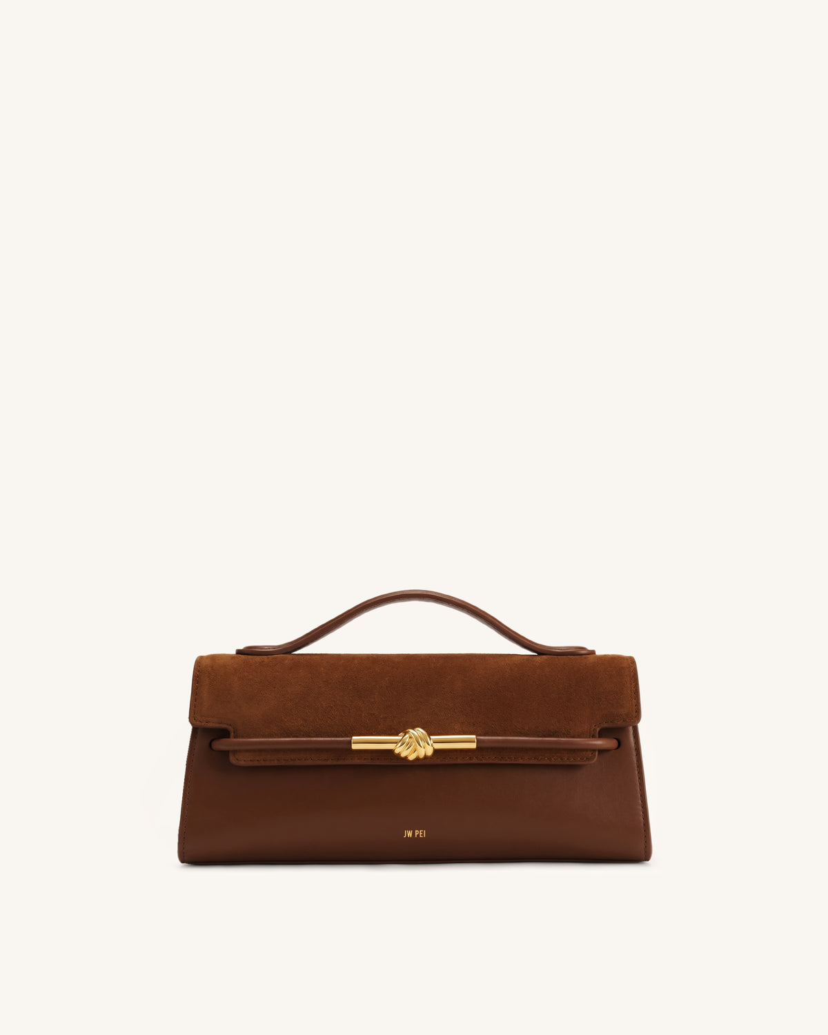 Lena Faux Suede Metal Rope Knot Top Handle Bag - Mocha Brown