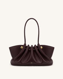 Naomi Gathered Long Handle Shoulder Bag - Deep Burgundy