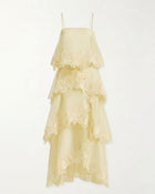 Orchid Embroidered Layered Maxi Dress - Light Yellow