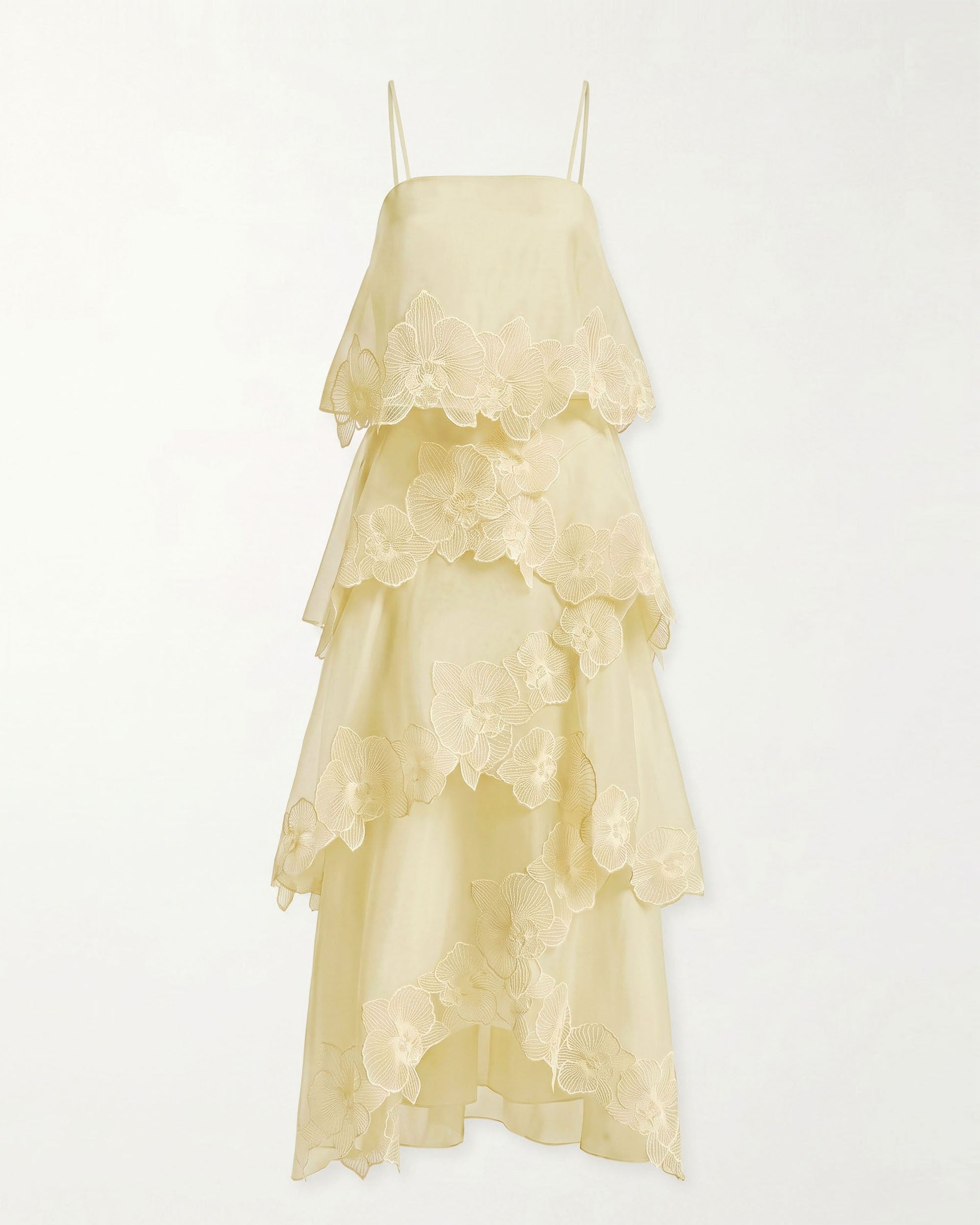 Orchid Embroidered Layered Maxi Dress - Light Yellow