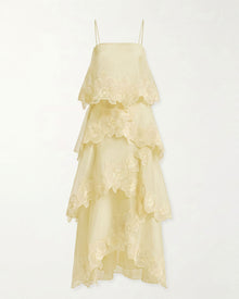 Orchid Embroidered Layered Maxi Dress - Light Yellow