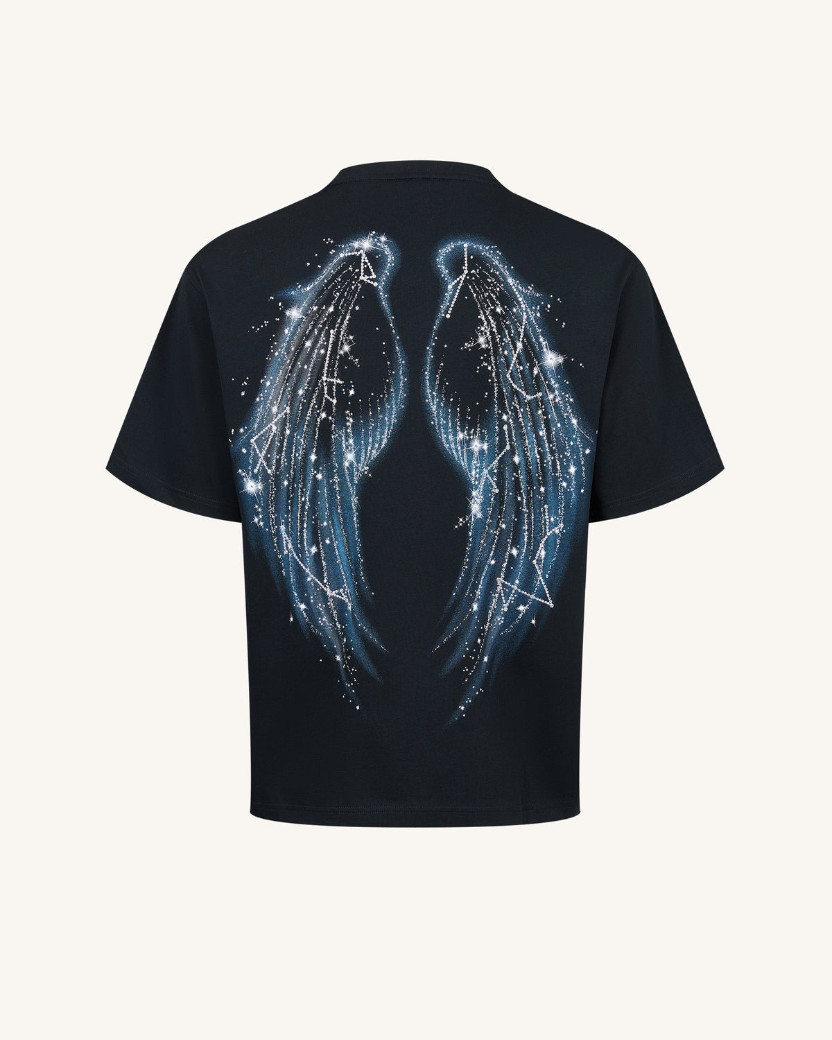 The Seraphic Starry Wing Graphic Tee - Black
