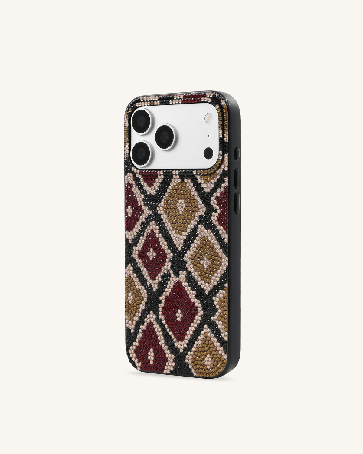 Geometric Rhinestone Phone Case - Brown