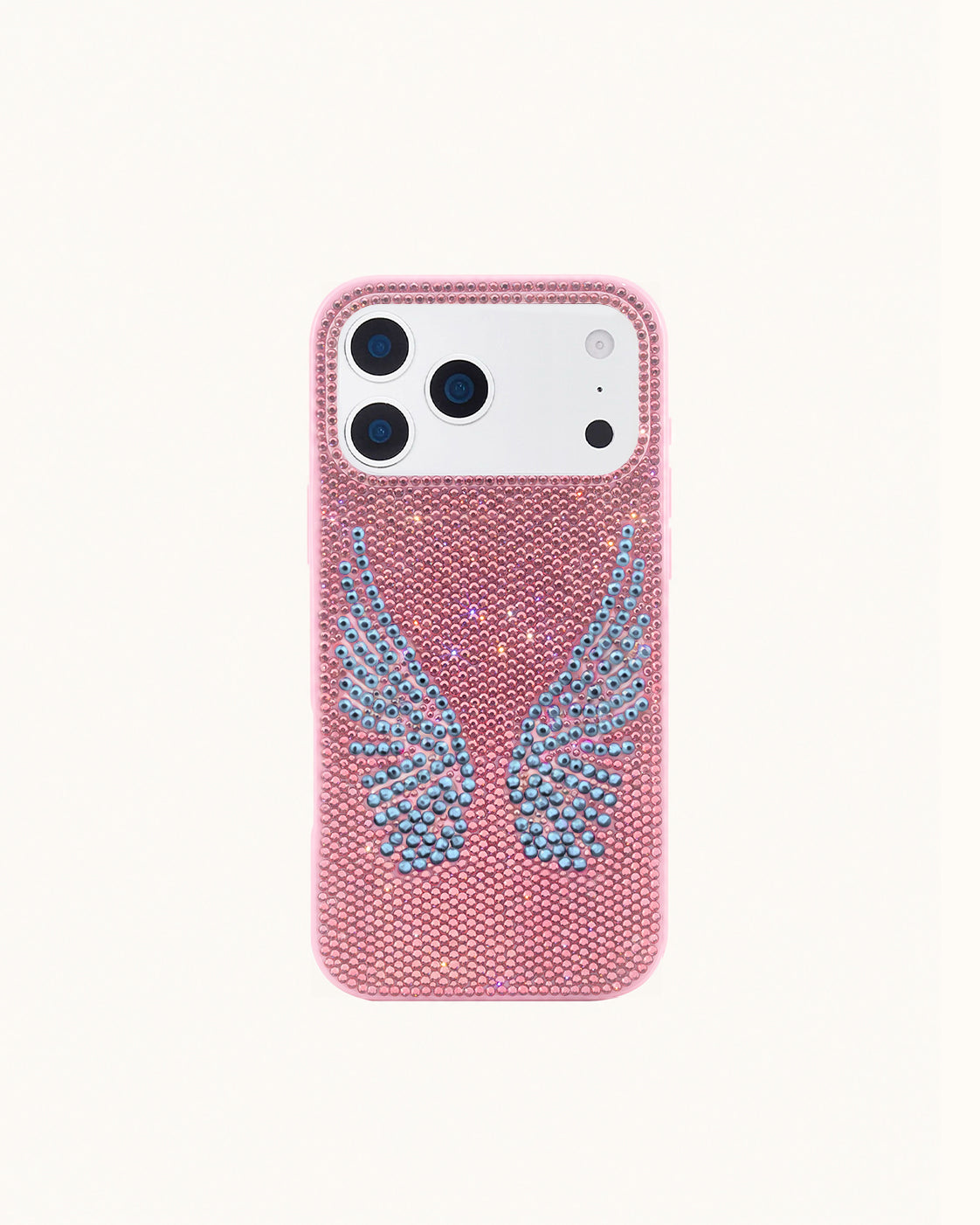 Artificial Crystal Angel Wings Phone Case - Pink & Blue