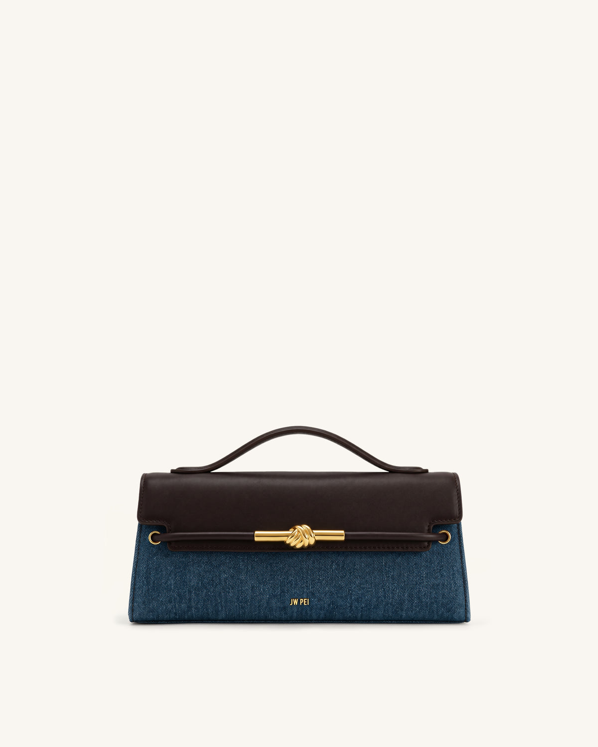 Lena Metal Rope Knot Top Handle Bag - Blue Denim