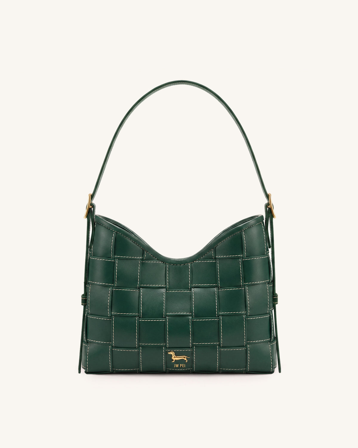 Nadine Dachshund Woven Hobo Bag - Green