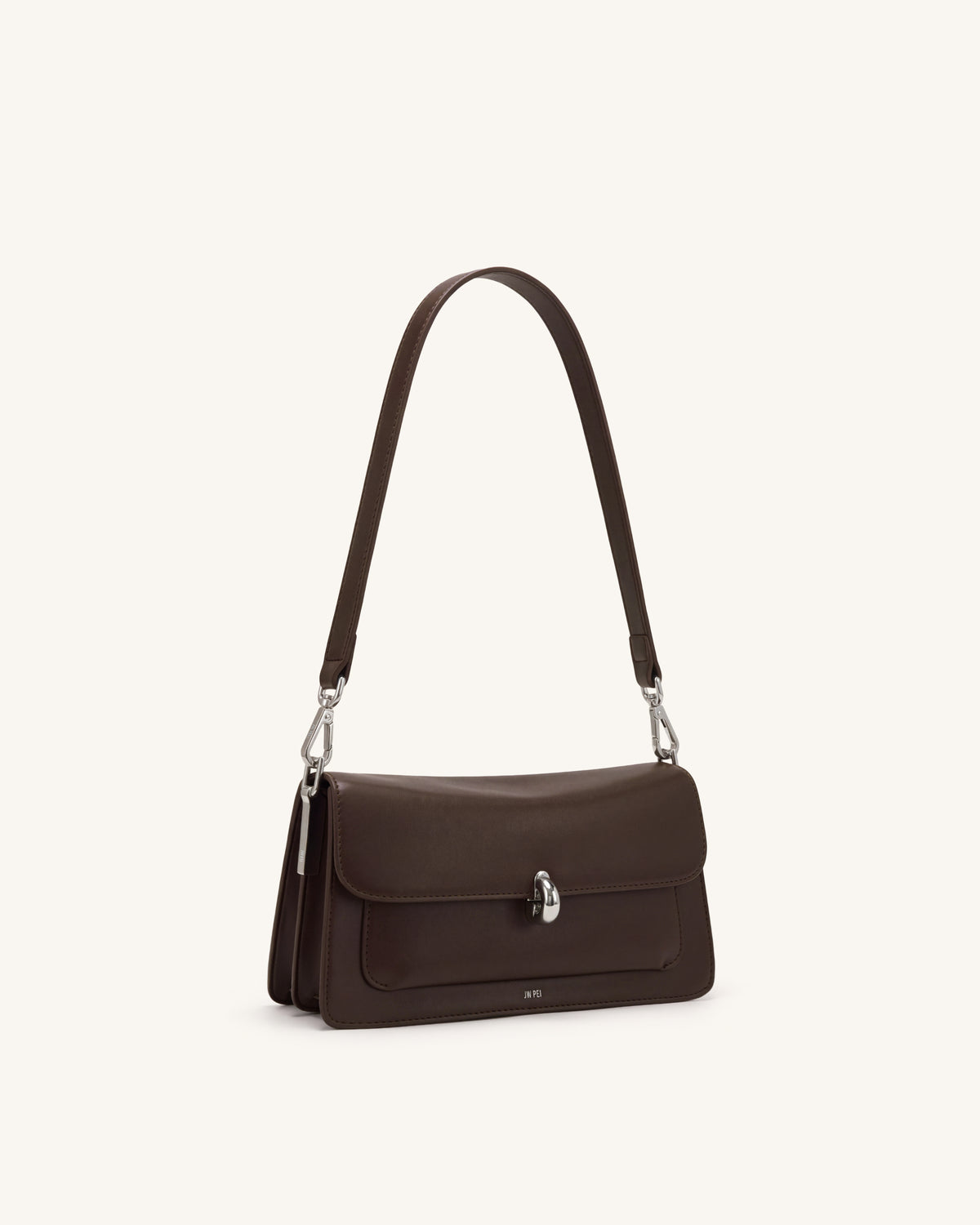 Amelie Front-Pocket Flap Shoulder Bag - Chocolate Brown