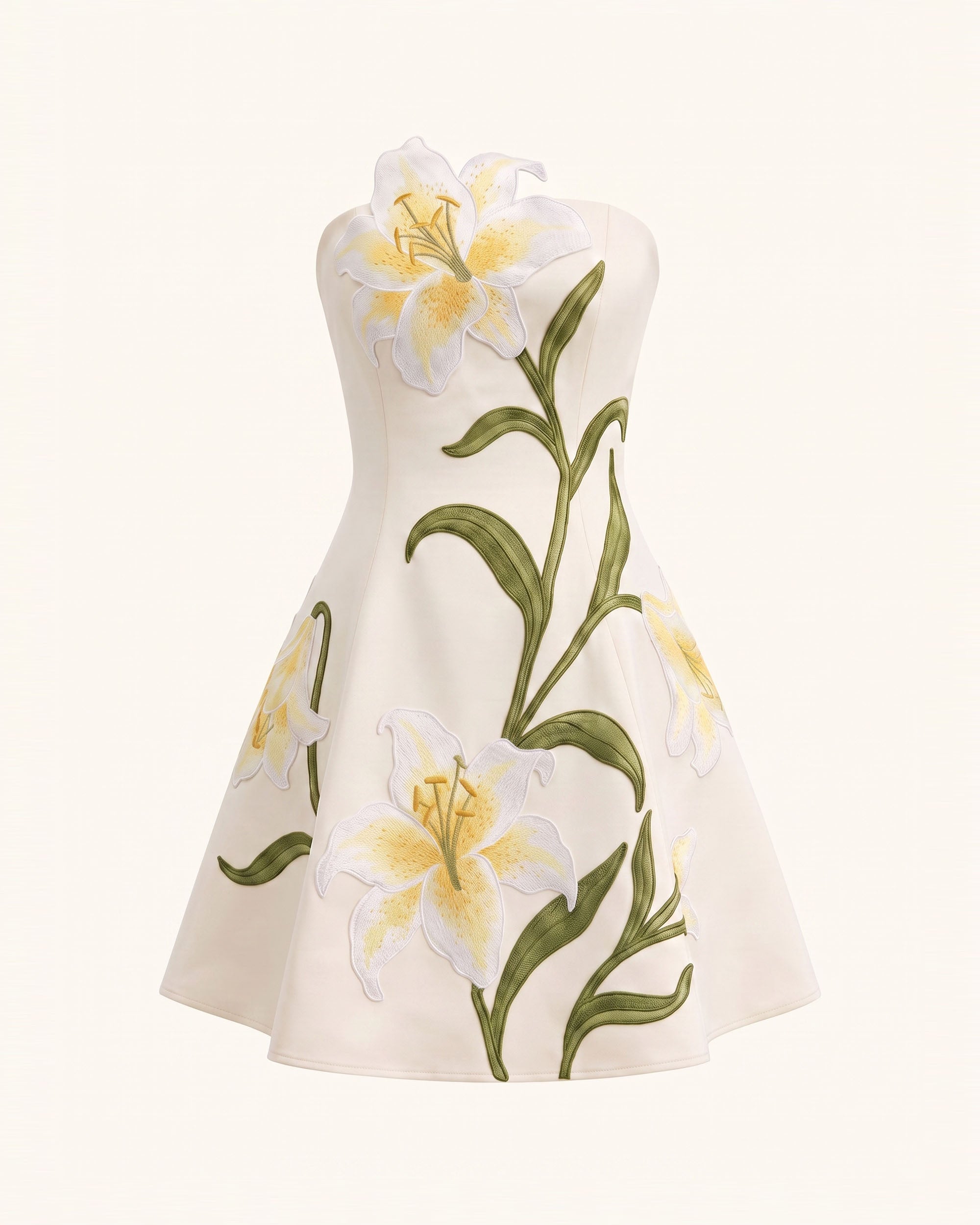 Lily Floral Print Strapless A-Line Mini Dress - White