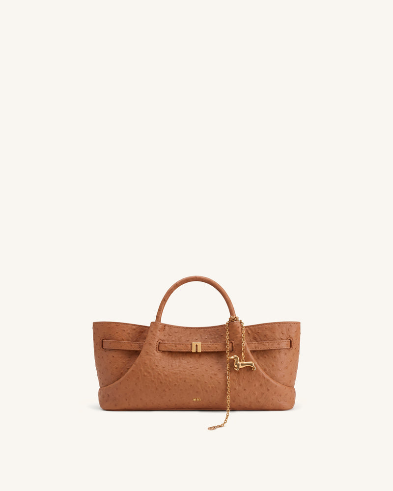 Maeve Dachshund Metal Charm Tote Bag - Tan