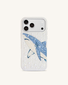 Pearl Shark Artificial Crystal Phone Case - White