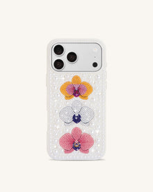Pearl Orchid Floral Phone Case - White