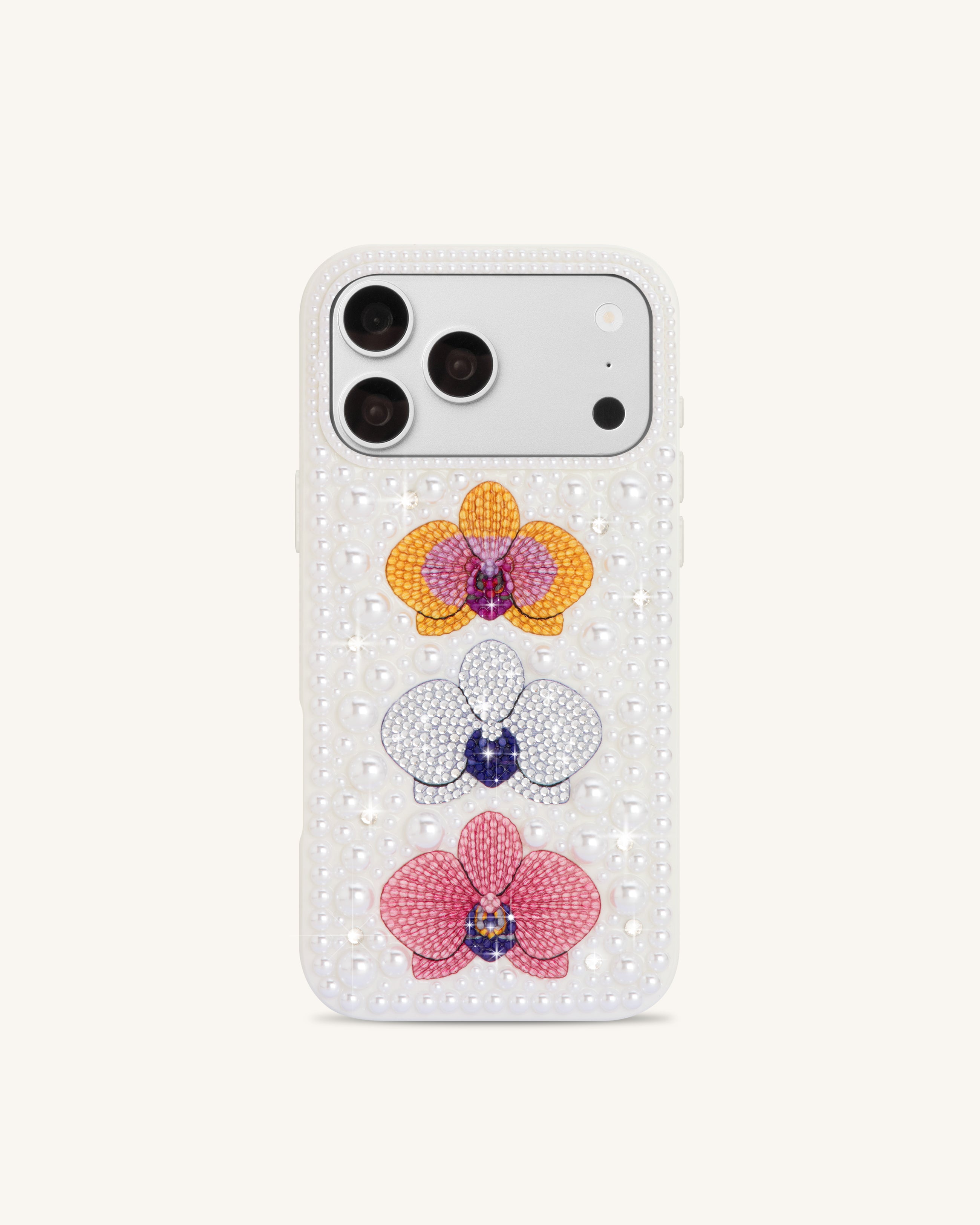 Pearl Orchid Floral Phone Case - White