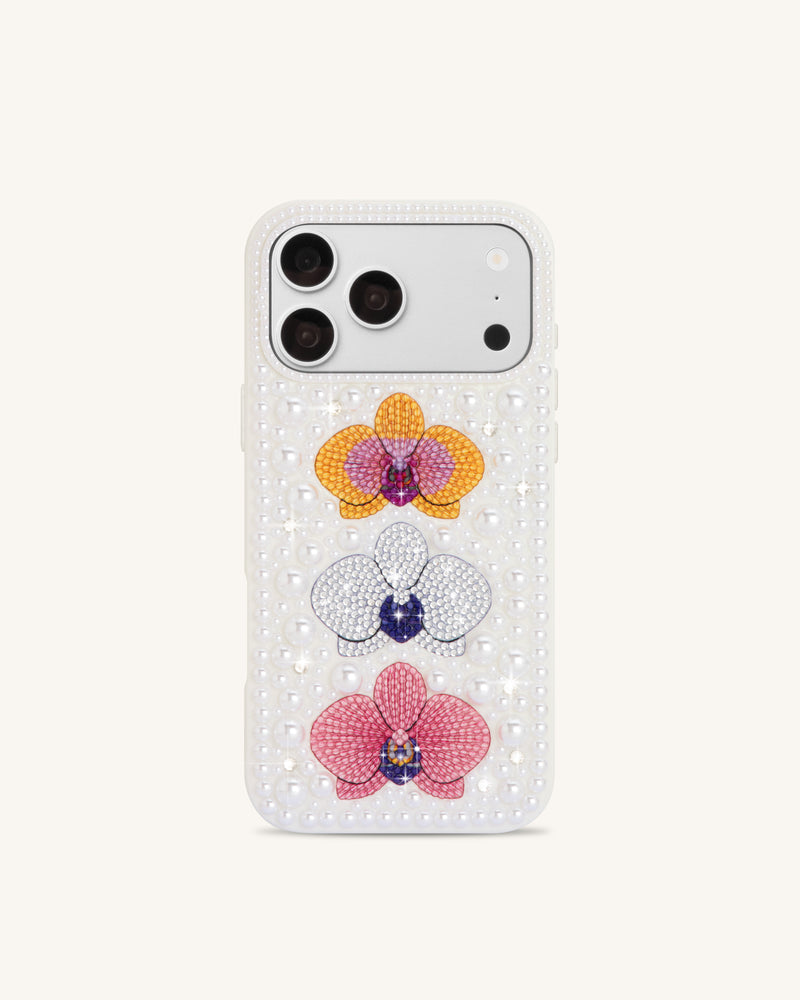 Pearl Orchid Floral Phone Case - White