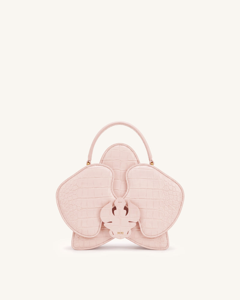 Flora Orchid Shaped Top Handle Bag - Pink Croc