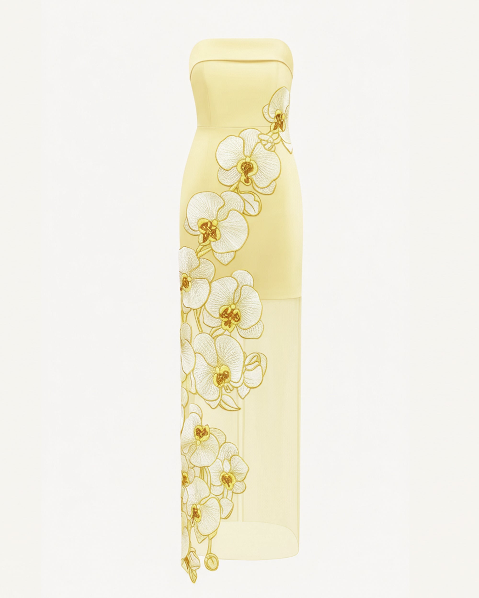 Orchid Embroidered Dress - Yellow