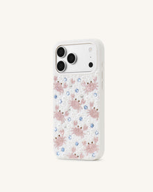 Crab Pattern Faux Pearl Phone Case - White