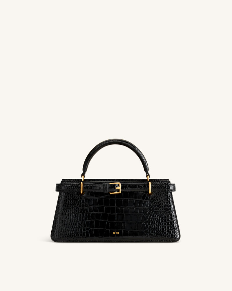 Elena Classic Top Handle Bag - Black Croc