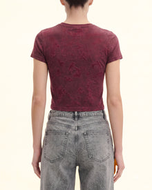 rinkle Wash Cropped Tee - Burgundy