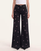 The Midnight Crystal Butterfly Split Fray Jeans - Black
