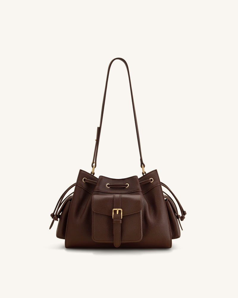 Harper Drawstring Shoulder Bag - Brown