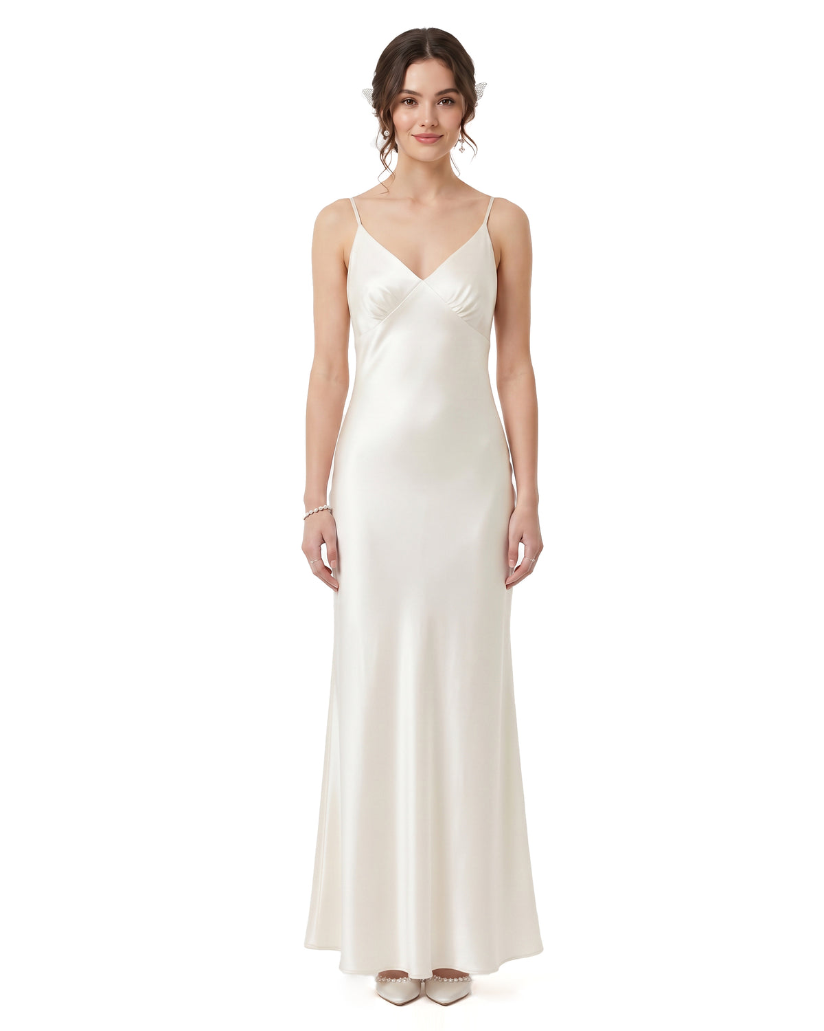 Backless Butterfly Wing Embroidered Maxi Dress - White
