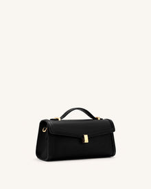 Delphine Saffiano Top Handle Bag - Black