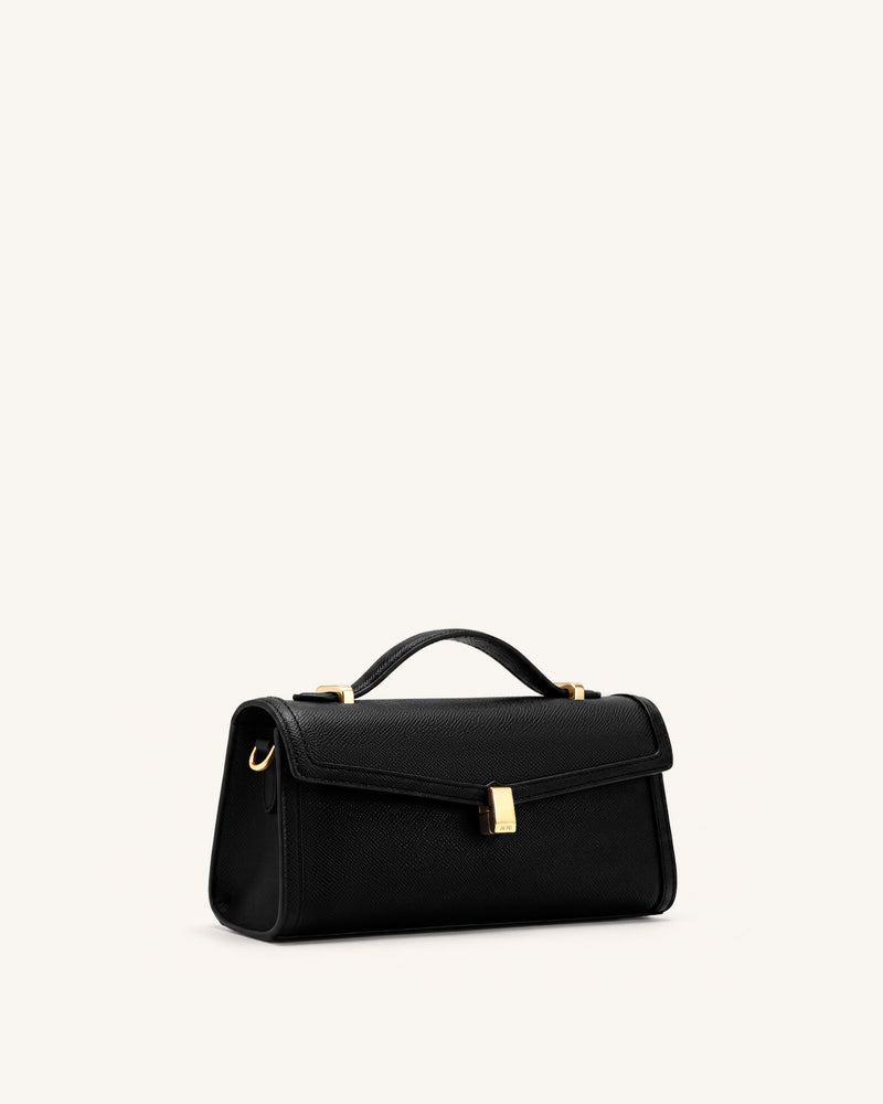 Delphine Saffiano Top Handle Bag - Black