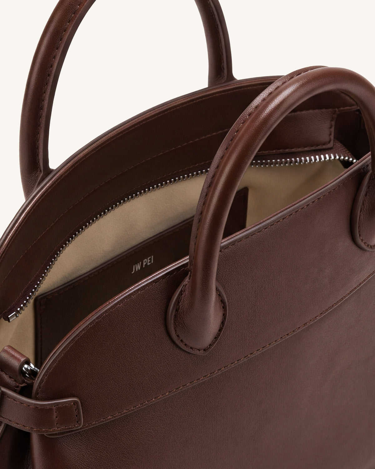 Arden Curved Top Handle Bag - Dark Brown