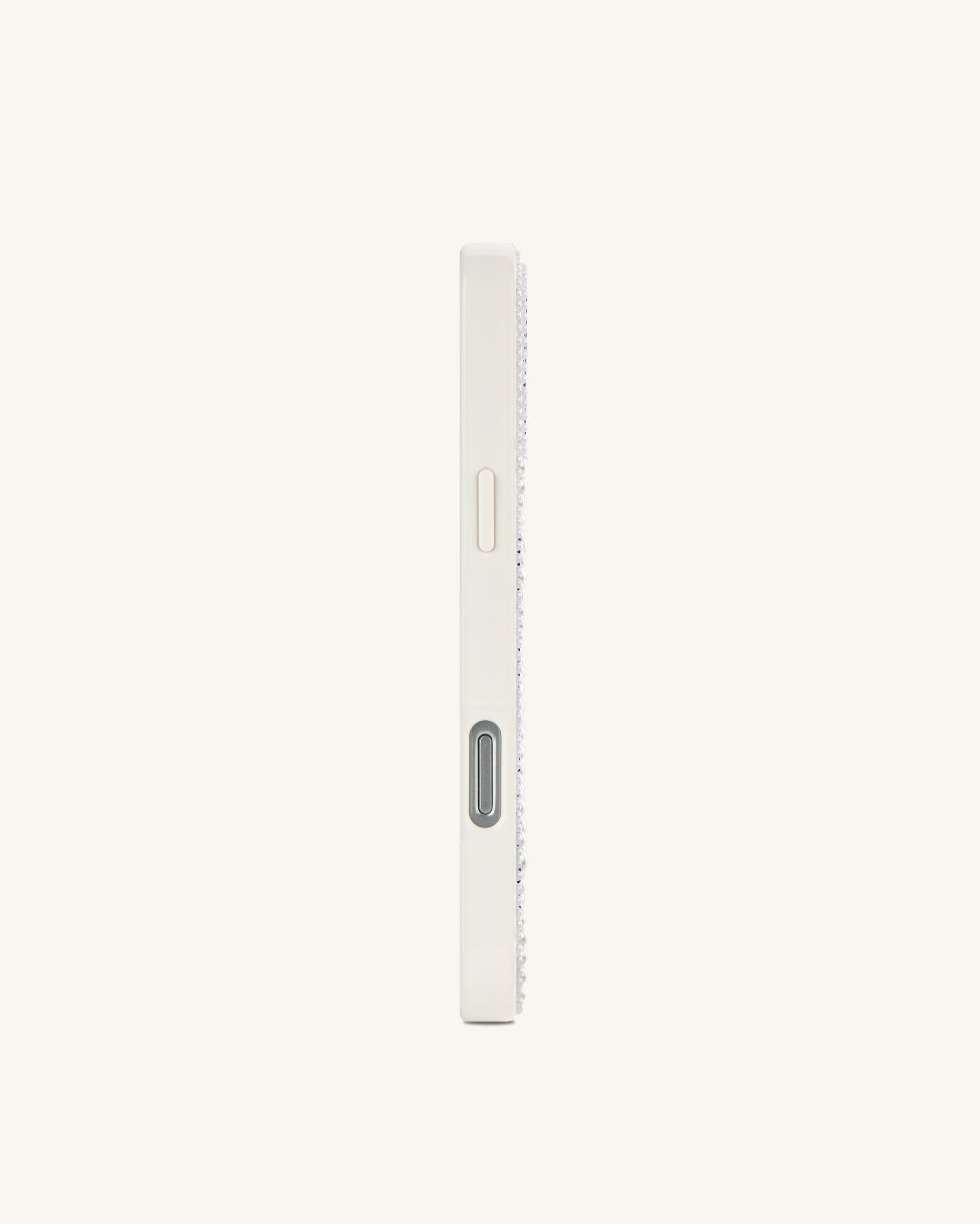 Pearl Zebra Stripe Artificial Crystal Phone Case - White