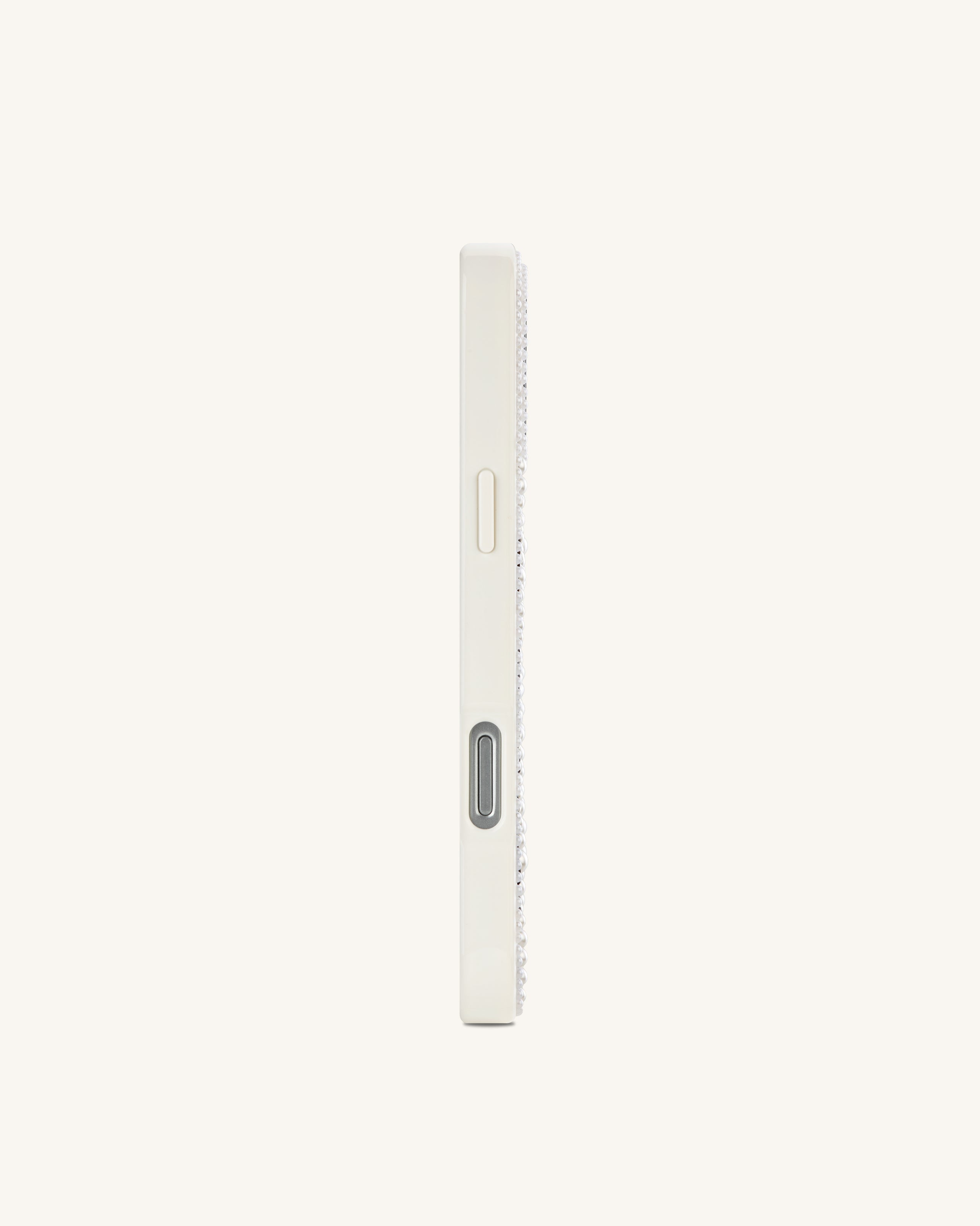 Pearl Zebra Stripe Artificial Crystal Phone Case - White
