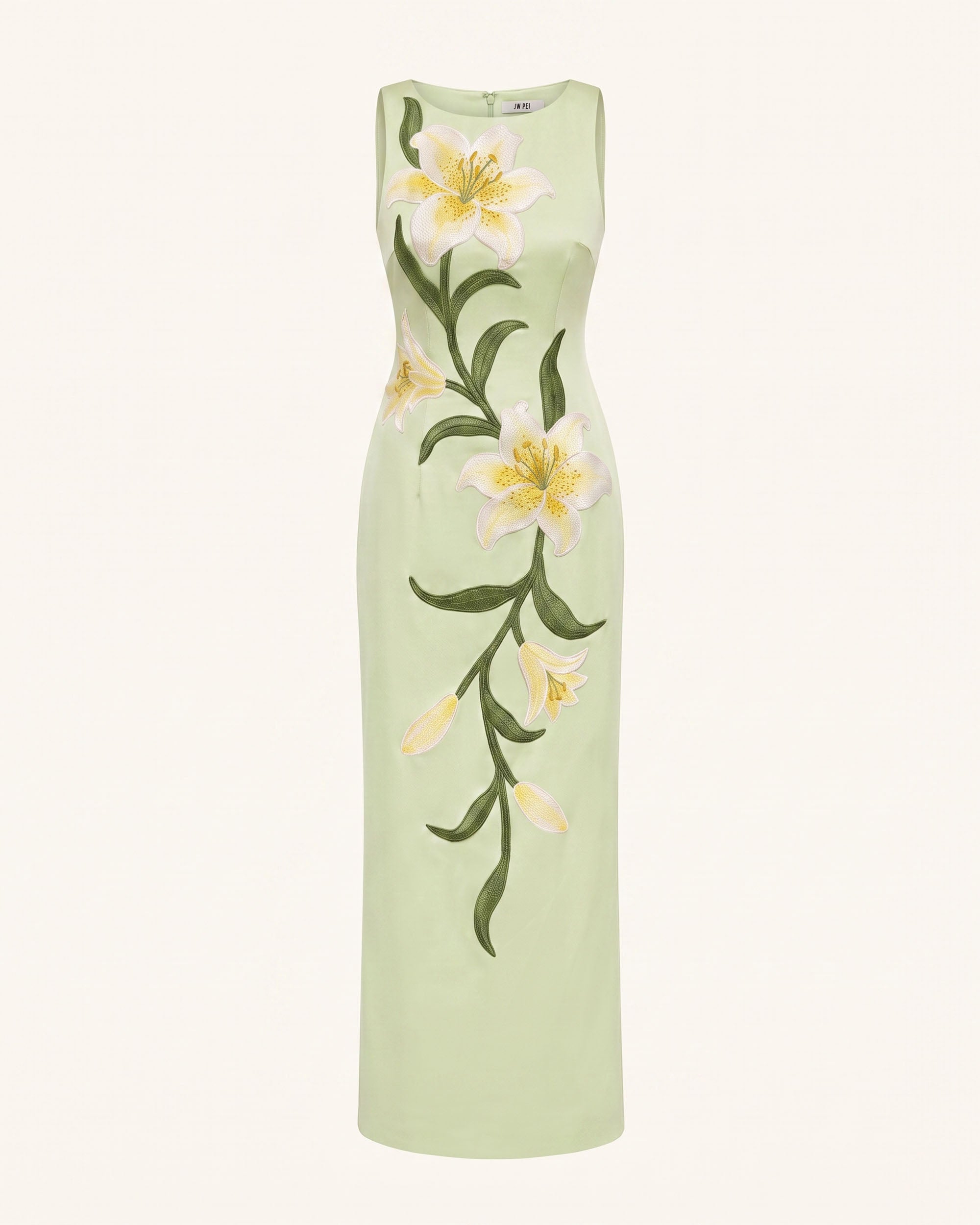 Lily Floral Print Sleeveless Column Maxi Dress - Pistachio Green