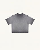 Triple Dachshund Embroidered Boxy Tee - Washed Grey