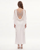 Cowl Back Butterfly Embroidered Slip Gown - White