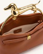 Maeve Dachshund Handle Bag - Cognac