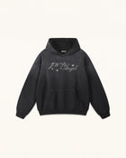The Seraphic Crystal Feather Wing Hoodie - Washed Black