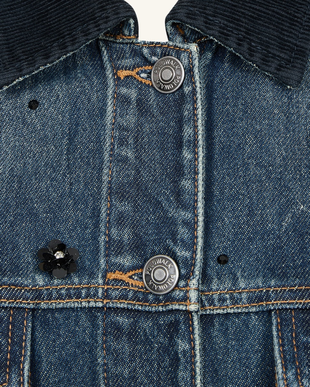 The Rebel Black Floral Studded Denim Jacket - Retro Denim