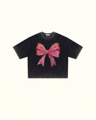 The Radiant Pink Bow Graphic Tee - Faded Black