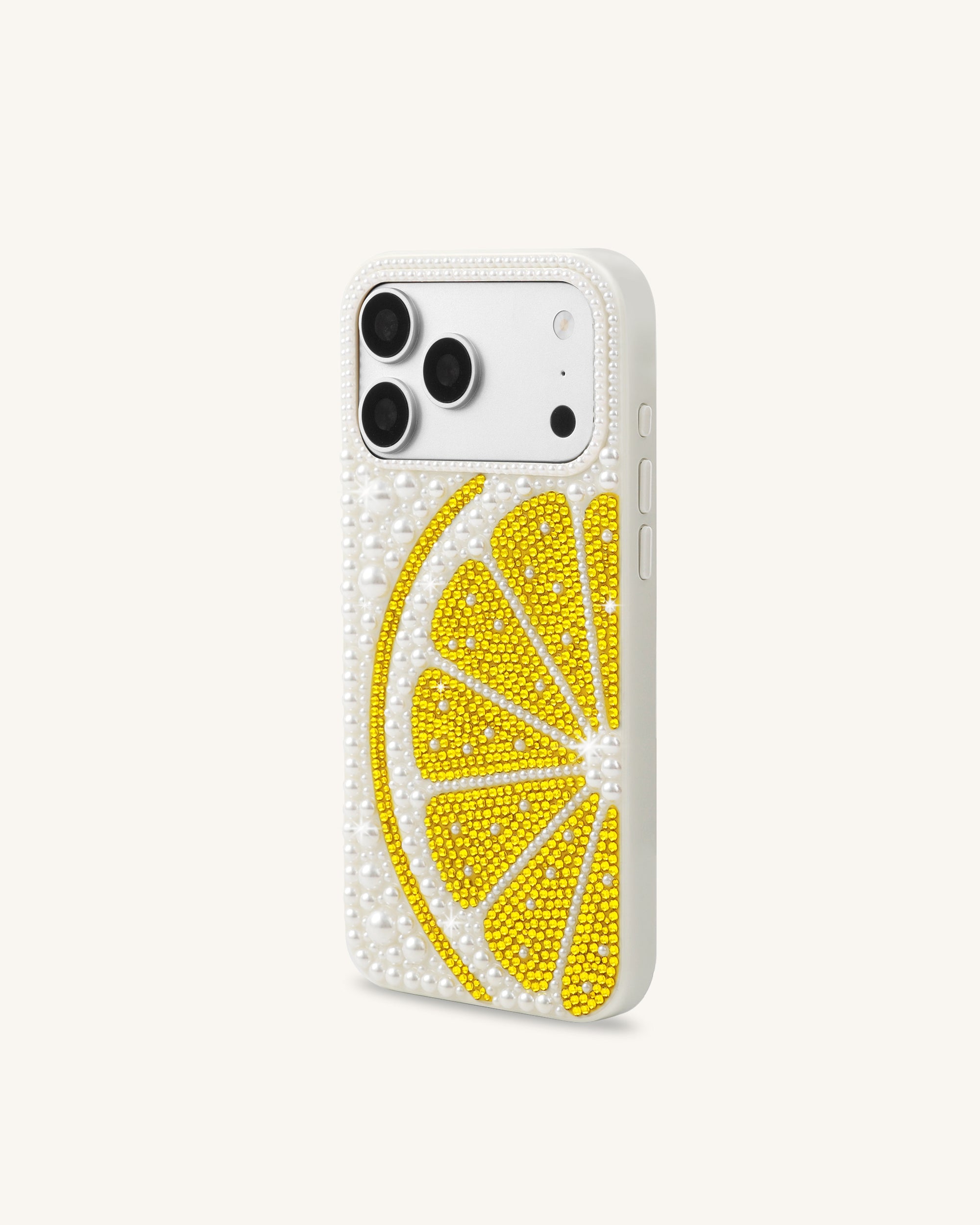 Lemon Slice Faux Pearl Phone Case - White