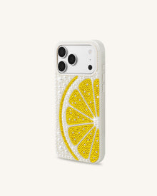 Lemon Slice Faux Pearl Phone Case - White