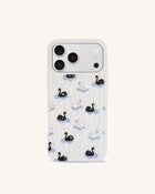 Pearl Swan Embellished Phone Case - White