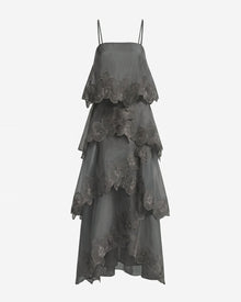 Orchid Embroidered Layered Maxi Dress - Grey