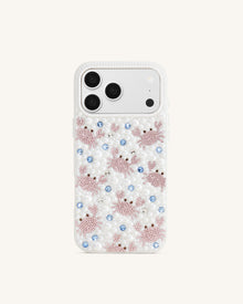 Crab Pattern Faux Pearl Phone Case - White