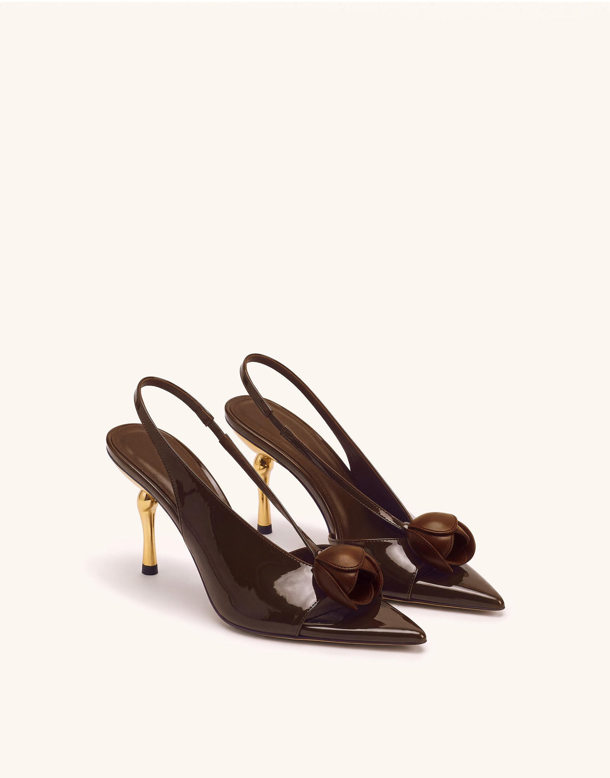 Amara 3D Tulip Slingback Heels - Dark Brown