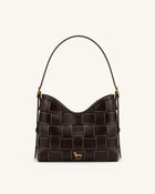Nadine Dachshund Woven Hobo Bag - Dark Brown