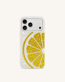 Lemon Slice Faux Pearl Phone Case - White
