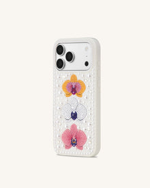 Pearl Orchid Floral Phone Case - White