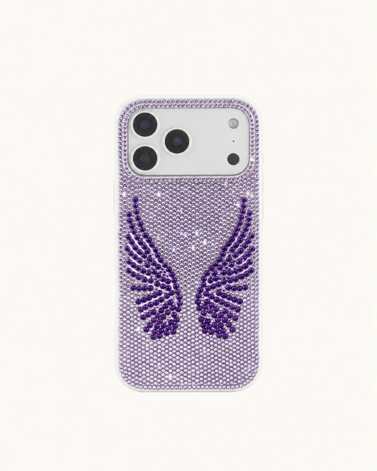 Artificial Crystal Angel Wings Phone Case - White & Purple
